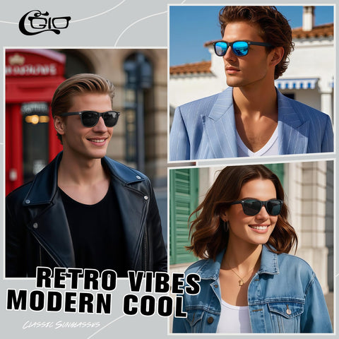 CGID Sunglasses Men Womens Polarized Lightweight Retro Black Shades UV400 Driving Fishing Golf