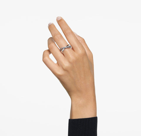 SWAROVSKI Women's Twist Rows Ring, White Crystal Stones in a Spiral Design, Rhodium Plated Setting, Size 58 SWAROVSKI
