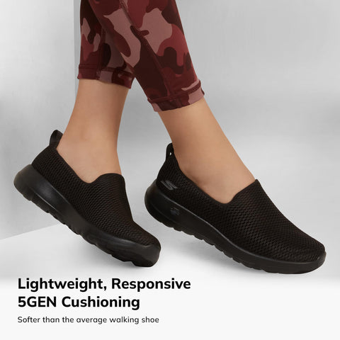 Skechers Women's Go Walk Joy Sneaker-5Gen Cushioning, Air-Cooled GOGA Mat, Breathable Mesh Upper Sneaker, Black, 8.5
