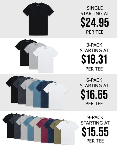 INTO THE AM Premium Men's Fitted Crew Neck Plain Essential Tees 3-Pack - Modern Fit Fresh Classic Short Sleeve T-Shirts for Men (Black/Navy/Olive Green, Large)