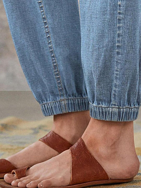 Flamingals Straight Leg Button Fly Jeans for Women Multi Pocket Mid Rise Jeans Without Belt Denim Pants Light Blue M