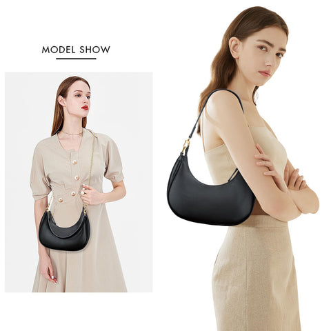 KKXIU Shoulder Bag for Women Small Purse Cute Clutch Hobo Handbag Trendy Crescent Bag-Black