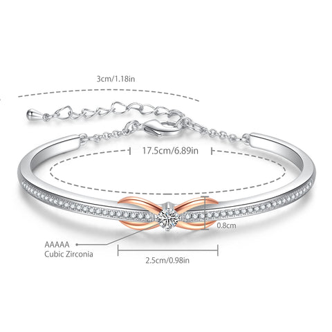 Praelinos Infinity Love Symbol Bracelet for Women 18K White/Rose Gold Plated Bracelet Silver Tone Jewelry 5A Cubic Zirconia Bracelets Mothers Day Valentine's Day Christmas Gifts for Mom Praelinos