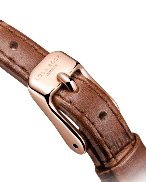 Lola Rose Women's Dainty Watch, Genuine Brown Leather Strap Wrist Watch. Mother of Pearl Dial Ladies Watch. Women Watch Gift. Lola Rose