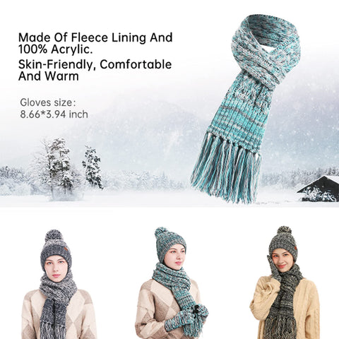 Honnesserry Winter Warm Beanie Hat Scarf and Touchscreen Gloves Set for Womens Skull Caps Neck Scarves with Fleece Lined Honnesserry