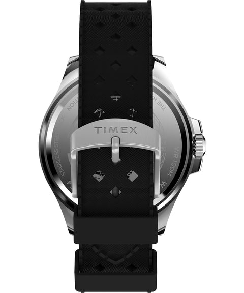 Timex Men's Deep Water 43mm Watch - Black Strap Green Dial Silver-Tone Case Timex