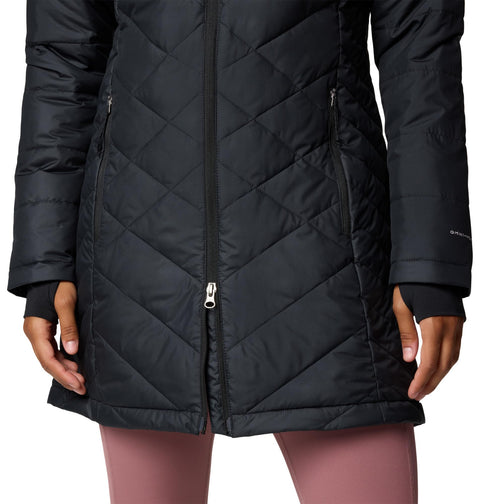 Columbia Womens Heavenly Long Hooded Puffer Jacket, Black, Large Columbia