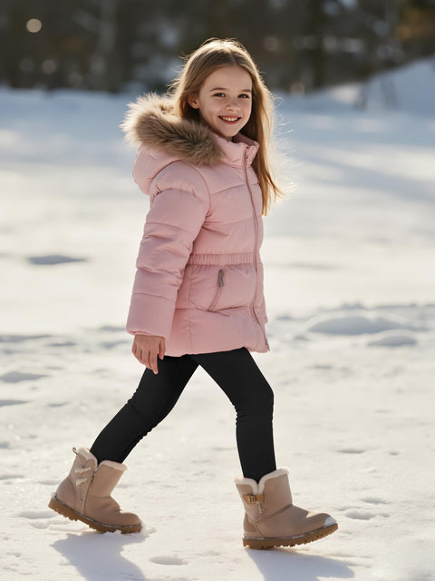 Resinta 5 Pack Girls Fleece Lined Leggings Winter Warm Soft Thermal Pants Full Length Multipack for Kids Cold Weather