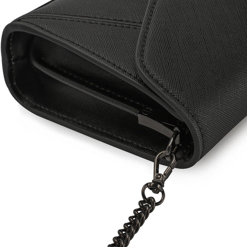 DEXMAY Women Envelope Clutch Faux Saffiano Leather Evening Handbag Foldover Clutch Bag Formal Dressy Purse Black DEXMAY DM