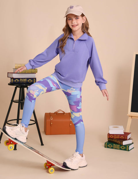 GRACE KARIN Girls Fall Clothes Size 8-10 Preppy Half Zipper Sweatshirt Sweatpant 2 Piece Tie Dye Back To School Tracksuit Outfit