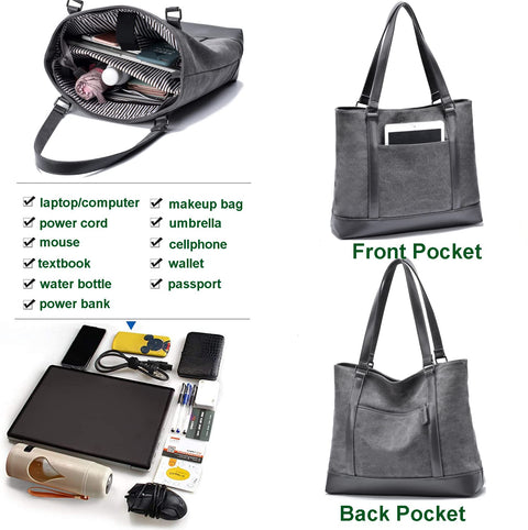 Large Tote Bags for Women 15.6 Inch Laptop Bag Lightweight Canvas Professional Work Briefcase Barsine