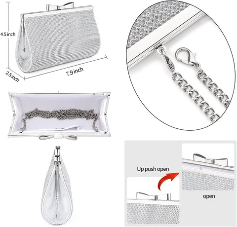 Sumnn Evening Clutch Bag Cocktail Prom Sparkly Rhinestone Crystal Bride and Bridesmaid Wedding Party Formal Purses for Women Sumnn