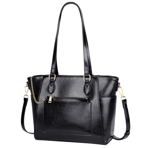 Over Earth Leather Tote Bags for Women Ladies Fashion Shoulder Bag Handbag and Purse (O195E Black) Over Earth