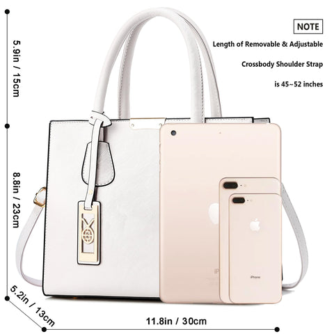 CHICAROUSAL Crossbody Purses and Handbags for Women PU Leather Tote Shoulder Bags Top Handle Satchel (White) CHICAROUSAL