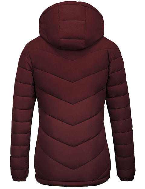 wantdo Women's Hooded Winter Jacket Light Weight Puffer Jackets Wine Red Small