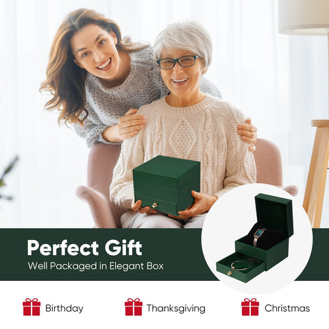 SK Dainty Women's Wrist Watch: Green Malachite Dial,Beautiful Bracelet, Wrapped by Stylish Gift Box, Elegant Present for Ladies and Loved Ones claities