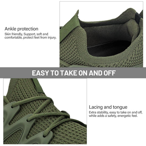 Pujcs Womens Athletic Walking Shoes - Memory Foam Lightweight Tennis Sports Shoes Gym Jogging Slip On Running Sneakers Green Size 8 Pujcs