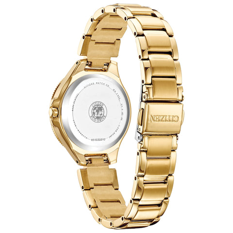 Citizen Women's Eco-Drive Dress Classic Crystal Watch in Gold-tone Stainless Steel, Silver Dial (Model: FE1192-58A) Citizen