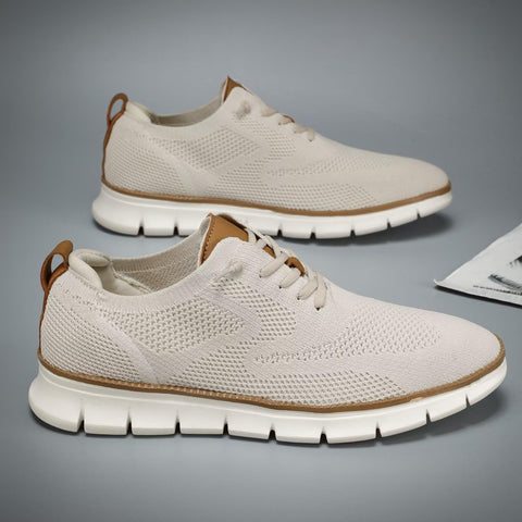 Men's Casual Dress Shoes Fashion Walking Sneakers Mesh Business Oxfords Work Lightweight Soft Sole Beige