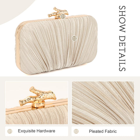 Freie Liebe Clutch Purses for Women Evening Bag Pleated Clutch Bag with Chain for Wedding Party Freie Liebe