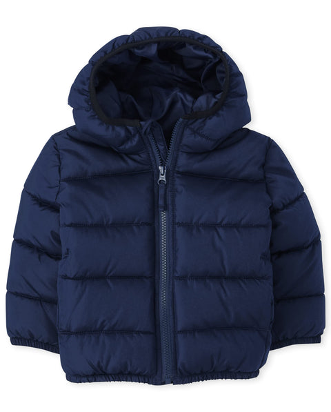 The Children's Place Baby Boys and Toddler Medium Weight Puffer Jacket, Wind-Resistant, Water-Resistant, Navy, 5T US