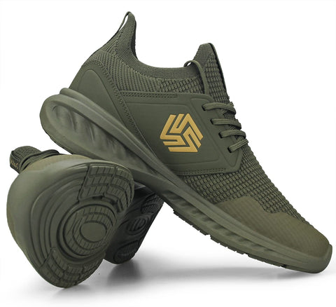 Giniros Mens Slip On Walking Shoes Non Slip Running Shoes Breathable Workout Shoes Lightweight Gym Sneakers Army Green Size 7