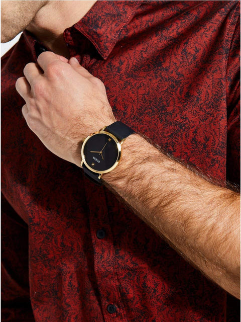 GUESS Men's Stainless Steel Japanese Quartz Watch with Silicone Strap, Black, 22 (Model: U1264G1) GUESS