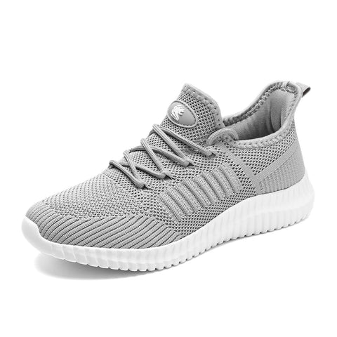 SK·TRIP Women's Walking Shoes Lightweight Breathable Flying Woven Mesh Upper Casual Jogging Shoes Ladies Tennis Shoes Workout Footwear Non-Slip Gym Sneakers for Women Grey