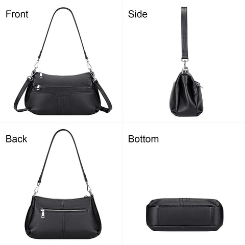 Over Earth Genuine Leather Hobo Bags for Women Small Soft Ladies Shoulder Purses and Handbags Casual Practical Chic Shoulder Bags(O210E Black) Over Earth