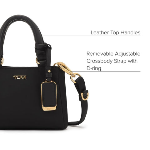 TUMI Voyageur Valetta Micro Tote - Men's & Women's Everyday Tote Bag - Black - With Gold Hardware - 5.3" X 7.5" X 3.0" TUMI