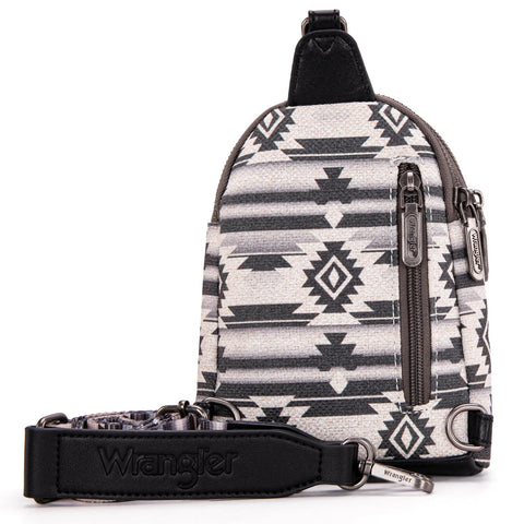 Wrangler Aztec Sling Bag Southwest Crossbody Bags Trendy Chest Bag for Women Shoulder Bag LG-WG2205-210BK Wrangler