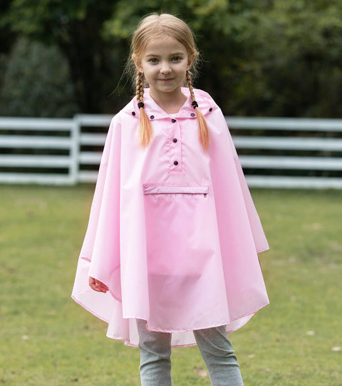 SaphiRose Lightweight Kids Rain Poncho Jacket Waterproof Outwear Rain Coat Pink Small