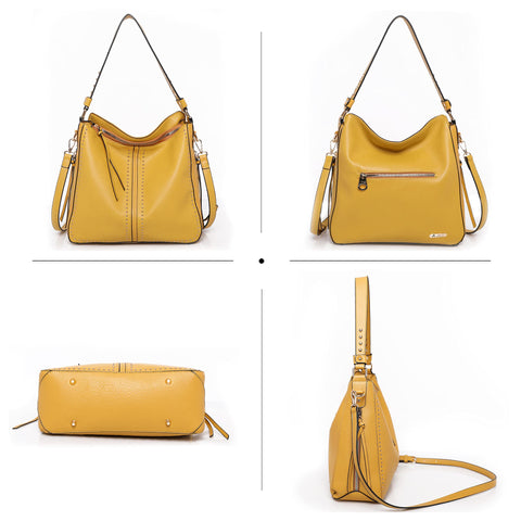 Montana West Large Leather Hobo Handbag for Women Studded Shoulder Bag Crossbody Purse (Mustard) MWC-1001MSTD Montana West