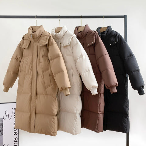 PUFFIT Long Puffer Jacket for Women,2024 Thickened Winter Coat Hooded with Deep Pockets, Ladies Warm Winter Jacket PUFFIT