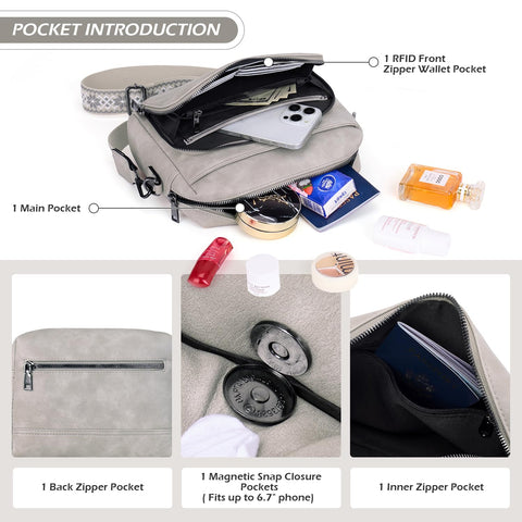 POIUGOYA Crossbody Purses for Women Trendy,Soft Leather Medium Crossbody Bag,Women's Shoulder Purse Built in Wallet & Tassel POIUGOYA