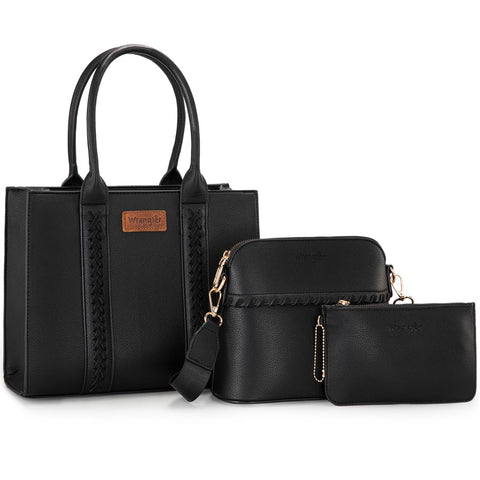 Wrangler 3Pcs Purses for Women Tote Bag Crossbody Handbag Sets with Strap WG3-8321BK Wrangler