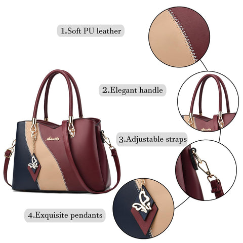 DAINAOTM Purses and Handbags for Women Tote PU Leather Ladies Satchel Top Handle Crossbody Shoulder Bag