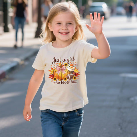 Just A Girl Who Loves Fall Shirts Girl Pumpkin Spice Autumn Trendy Thankful T-Shirt 9T 10T