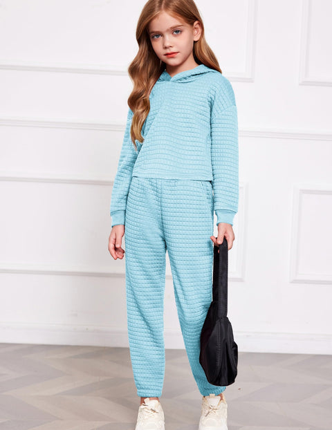 Arshiner Girls 2 Piece Pullover Hooded Sweatshirt and Sweatpants Clothing Sets Long Sleeve Athletic Outfit Tracksuits 7-8 Y