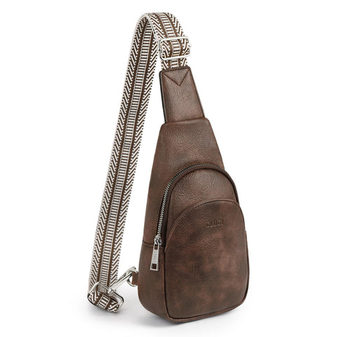 CLUCI Small Sling Bag for Women Crossbody, Faux Leather Trendy Waist Packs with Guitar Strap, Women's Fanny Packs CLUCI