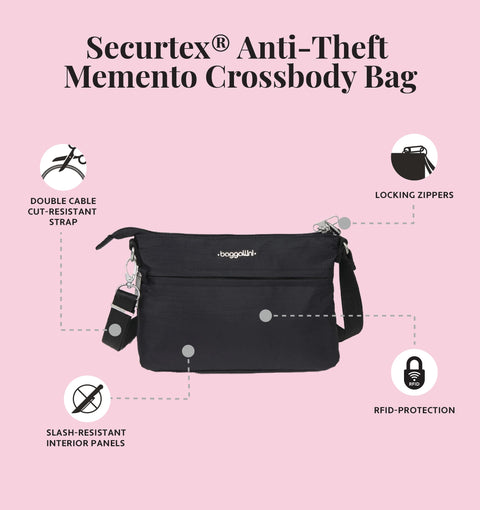 Baggallini Womens Anti-theft Memento Crossbody Bag Cross Body, Black, One Size US Baggallini