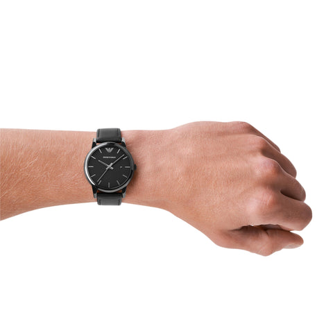 Emporio Armani Men's Dress Black Leather Watch (Model: AR1732 ) Emporio Armani