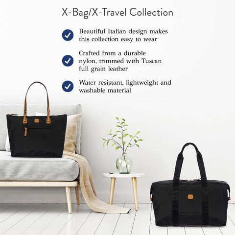 Bric's X-Bag/X-Travel 2.0 Folding Duffel Bag - 18" Carry On and Overnight Travel Bag - Black Bric's