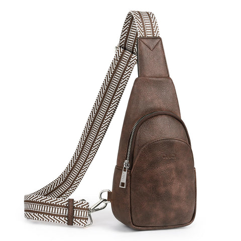 CLUCI Small Sling Bag for Women Crossbody, Faux Leather Trendy Waist Packs with Guitar Strap, Women's Fanny Packs CLUCI