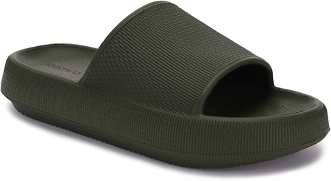 Joomra Slippers Mens Slides Cushioned for Womens Quick Drying Shower Foam Male Pillow House Shoes Pool House Garden Sandals for Ladies Female Sandles Army Green 40-41 Joomra