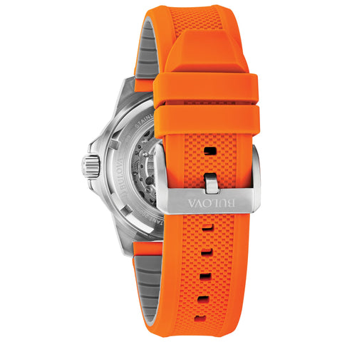 Bulova Men's Marine Star 'Series A' Automatic Watch with Orange Silicone Strap Style: 98A226 Bulova