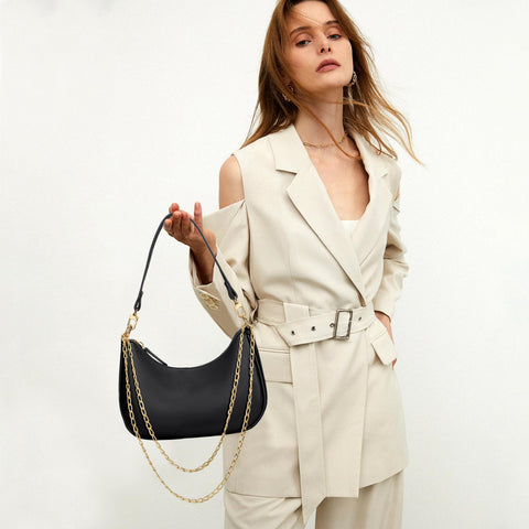 KKXIU Shoulder Bag for Women Cute Hobo and Tote Handbags Retro Clutch Underarm Purse with 2 Removable Straps (Black)