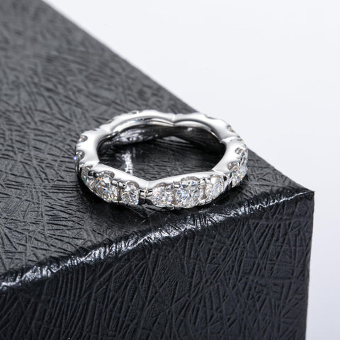 Raivari Moissanite Eternity Wedding Band for Women 18K White Gold Plating 925 Lab Diamond Ring Gifts for Her GRA Certified 2.7 Carat 5 Raivari
