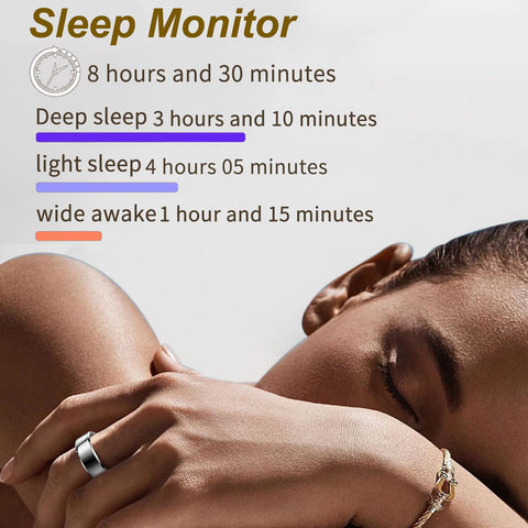 Smart Ring Heart Rate Monitor Blood Pressure Ring Sleep Tracker Health Rings Pedometer Step Counter Calories Waterproof Fitness Rings for Women Men CNBRO