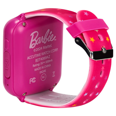 Barbie Kids Smart Watch - Interactive Touchscreen with Games, Selfie Camera, Step Tracker, Alarm, and Stylish Printed Silicone Strap - Fits Wrists 5.5" to 8.5"